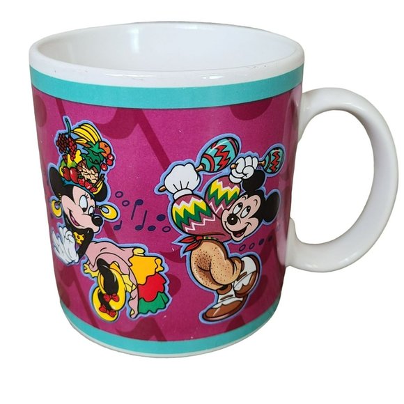 VTG 80's Walt Disney Applause 8oz Coffee Mug - Mickey Minnie Mouse Fiesta #14632 - Picture 1 of 9